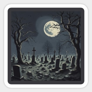 Graveyard At Night Sticker
